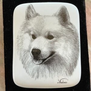 Rosalinde porcelain Samoyed dog trinket box